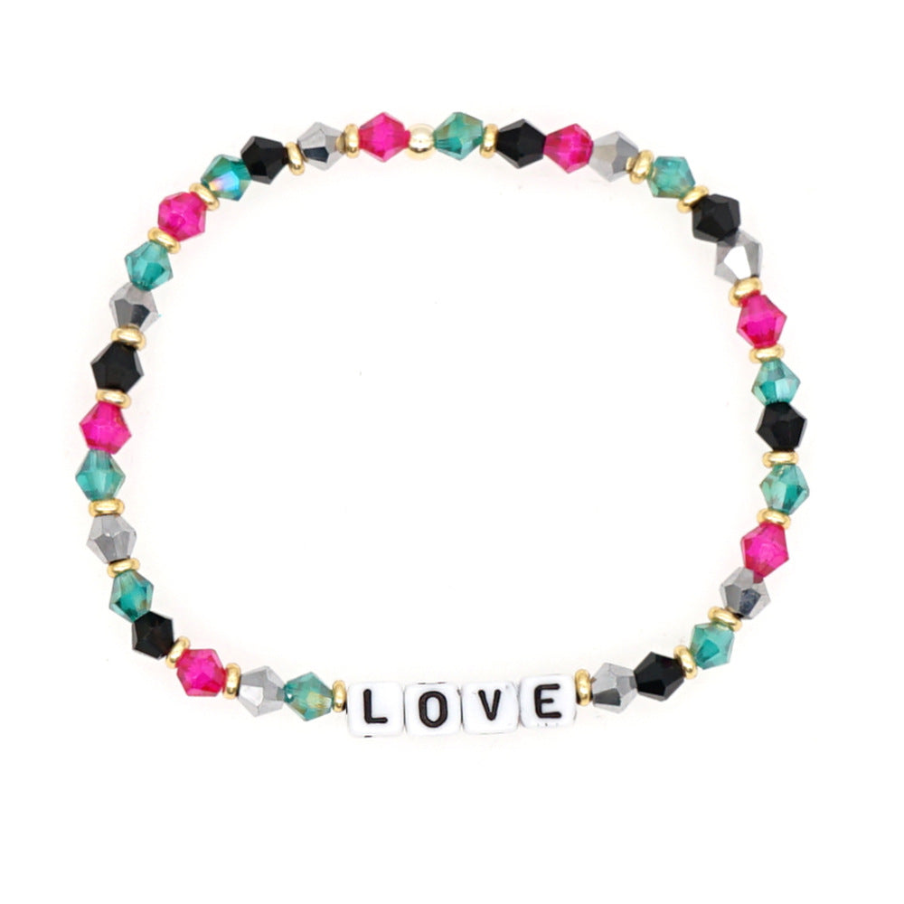 Bohemian Style Color Crystal Letter Beaded Small Bracelet