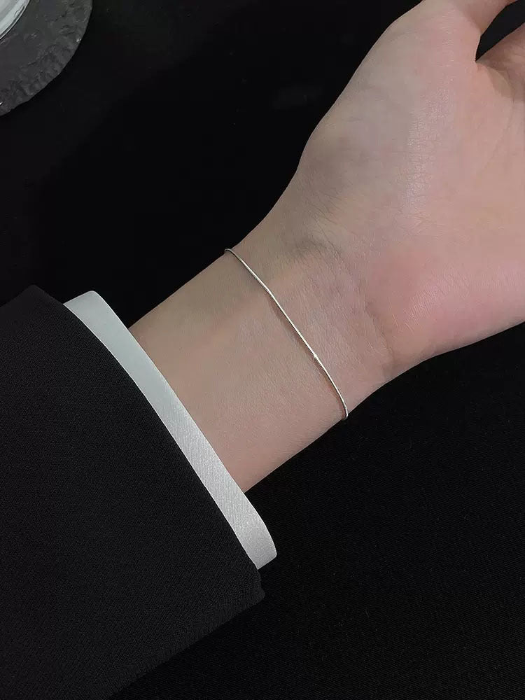 Simple Style Solid Color Sterling Silver Polishing Bracelets