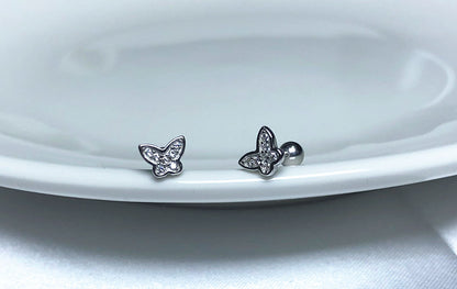 1 Pair Simple Style Butterfly Plating Inlay Sterling Silver Zircon Ear Studs