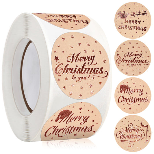 Wholesale Rose Gold Christmas Stickers for New Year Gift Packaging and Decoration Sealing