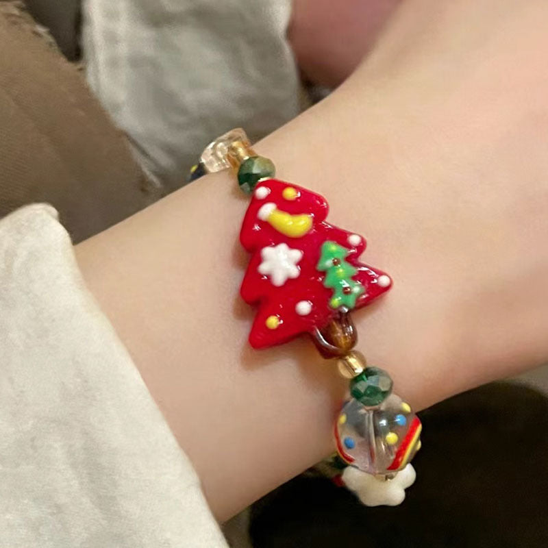 Sweet Cartoon Character Christmas Tree Gingerbread Alloy Resin Wholesale Bracelets