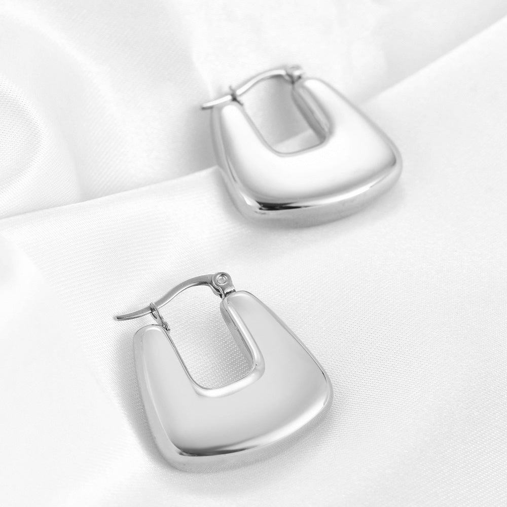 1 Pair Retro Solid Color Titanium Steel Earrings