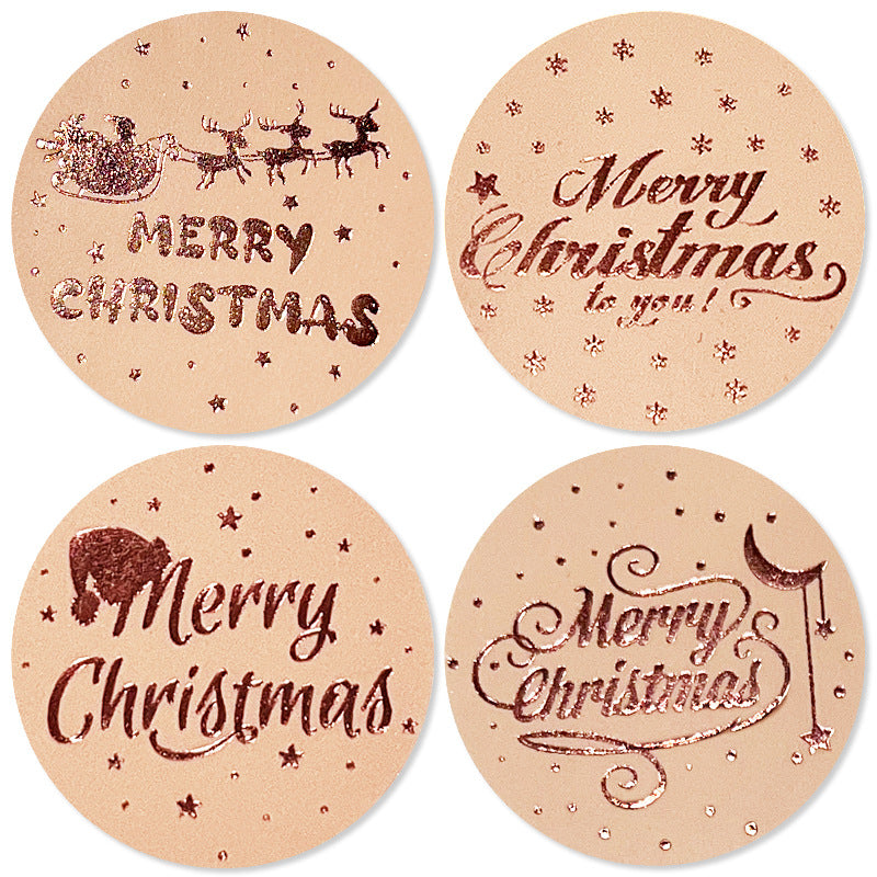 Wholesale Rose Gold Christmas Stickers for New Year Gift Packaging and Decoration Sealing