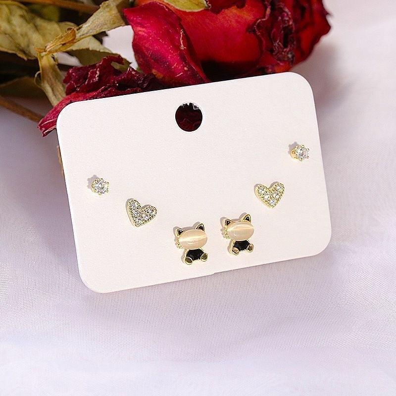 Sweet Animal Alloy Plating Inlay Artificial Gemstones Women's Ear Studs