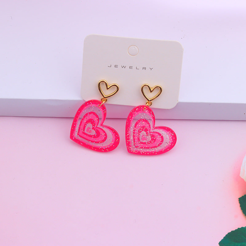 1 Pair Sweet Heart Shape Arylic Hollow Out Valentine's Day Women's Earrings