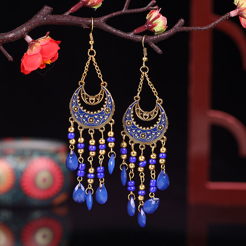 1 Pair Bohemian Moon Alloy Plating Women's Drop Earrings