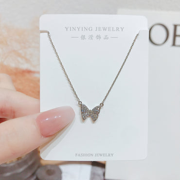 Simple Style Butterfly Copper Inlay Zircon Necklace