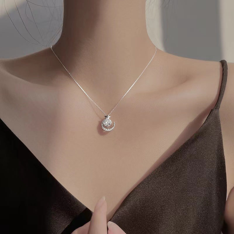 Simple Style Star Moon Copper Zircon Pendant Necklace In Bulk