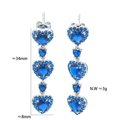 Retro Geometric Heart Shape Copper Earrings Plating Zircon Copper Earrings