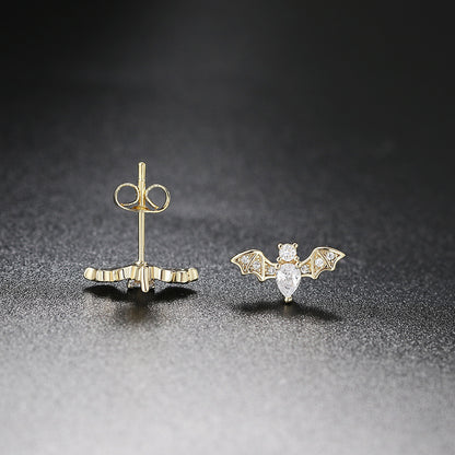 1 Pair Simple Style Bat Inlay Copper Zircon Ear Studs