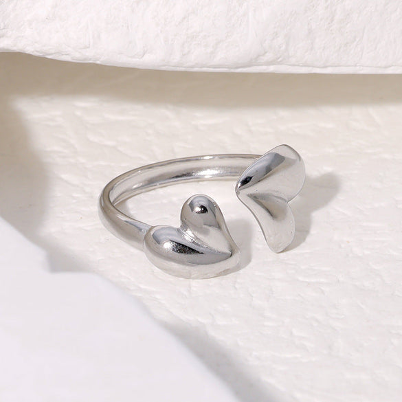 Expressive Heart Heart Stainless Steel Electroplating Rings