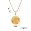 Fashion Zodiac Sign Letter Text Number Titanium Steel 18K Gold Plated Necklaces