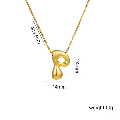 Letter Text Number Titanium Steel 18K Gold Plated Necklaces