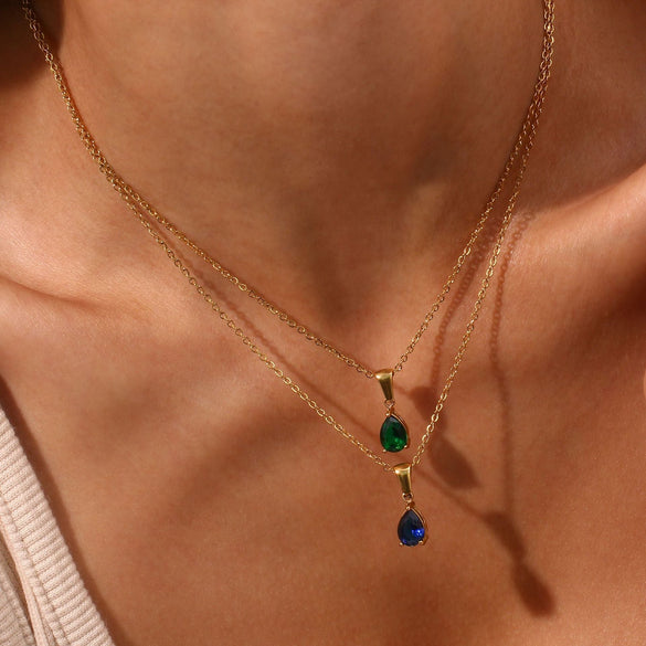 Minimalist Ellipse Geometric Stainless Steel 18K Gold Plated Necklaces