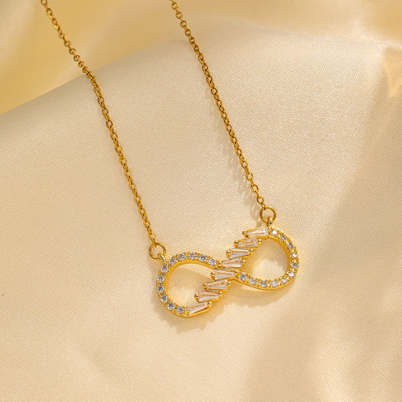 Number Letter Text Titanium Steel 18K Gold Plated Necklaces