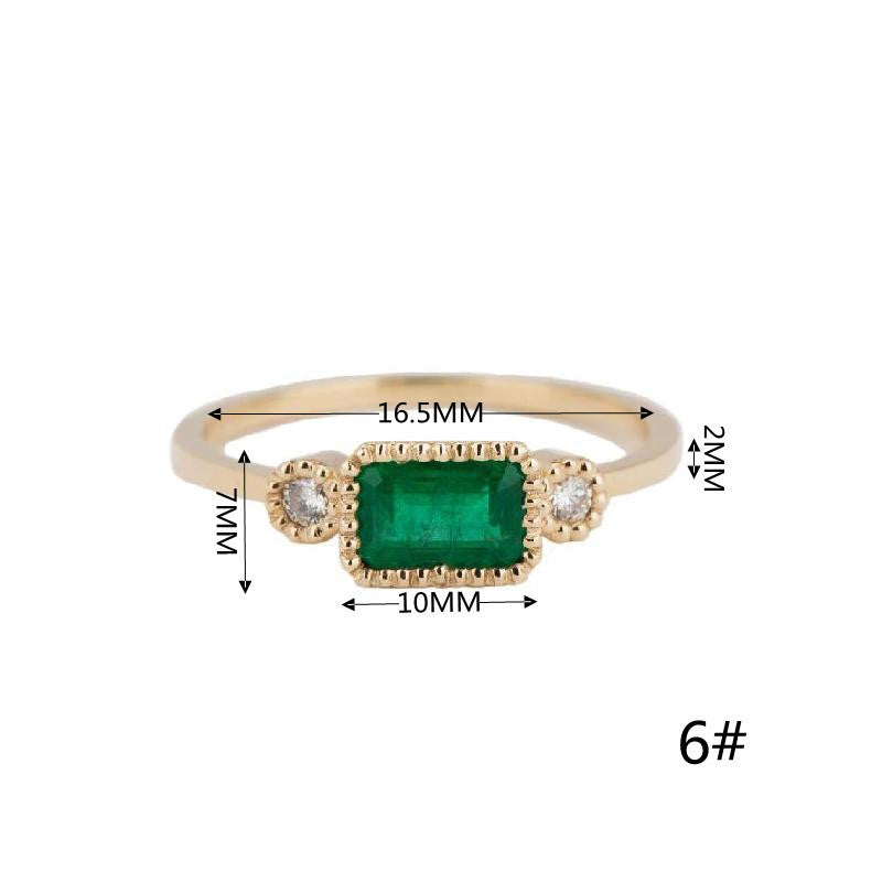 Retro Classic Green Zircon Copper Ring Wholesale Gooddiy