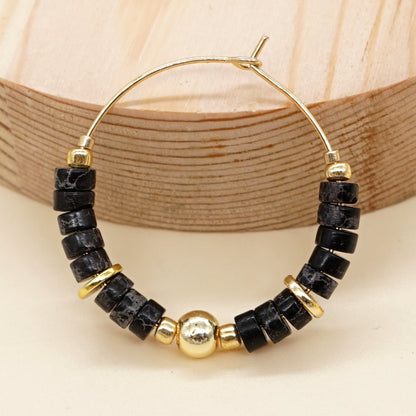 1 Pair Bohemian Geometric Beaded Alloy Women's Hoop Earrings