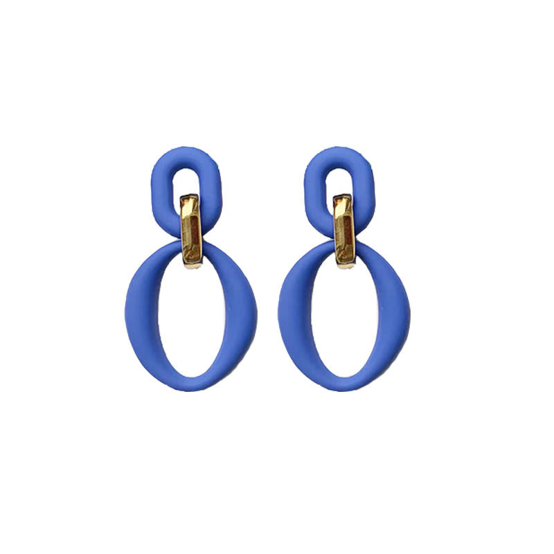 Simple Style Double Ring Arylic Stoving Varnish Women's Drop Earrings