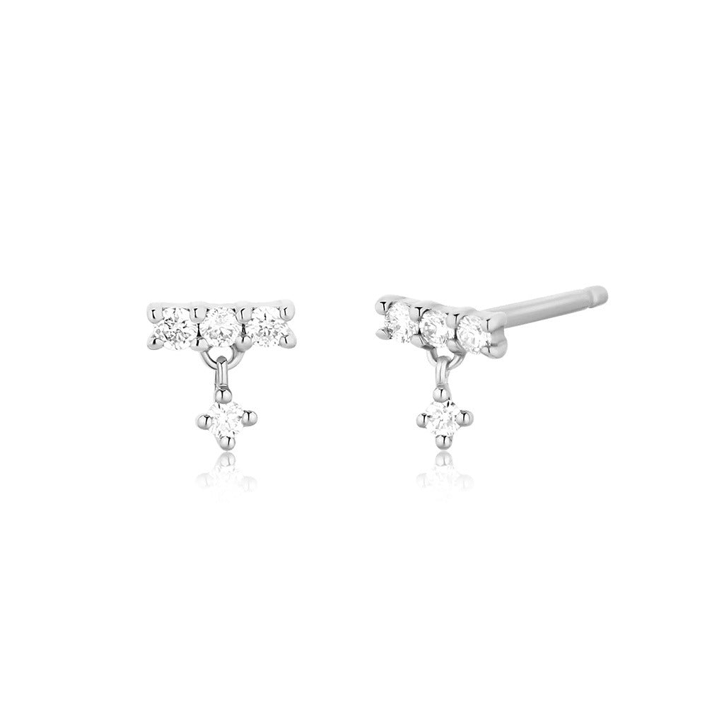 1 Pair Simple Style Geometric Inlay Sterling Silver Zircon Ear Studs