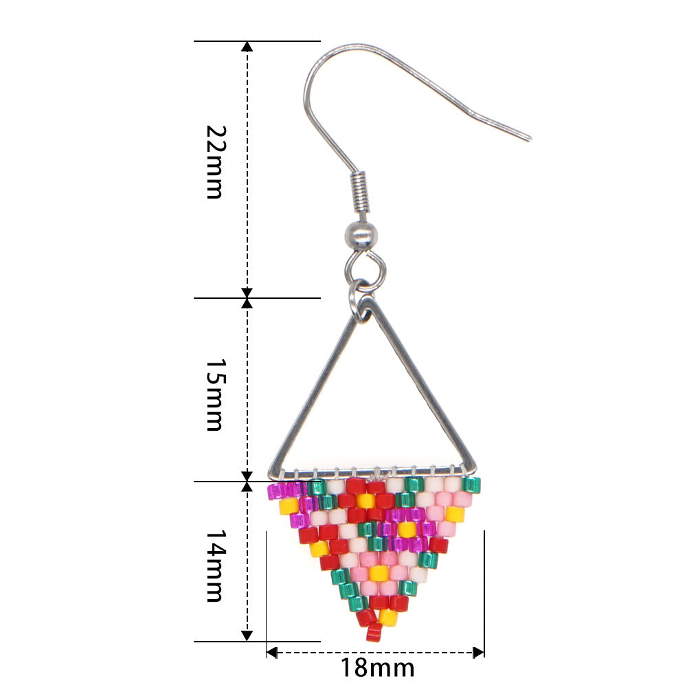 Bohemian Retro Ethnic Miyuki Rice Bead Triangle Earrings