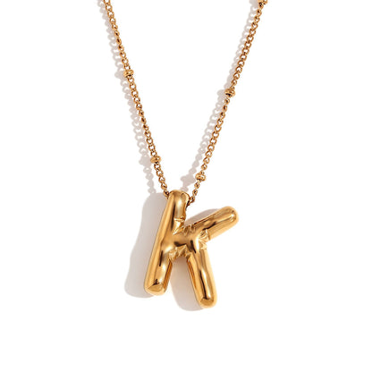 Fashion Letter Number Text Stainless Steel 18K Gold Plated Necklaces