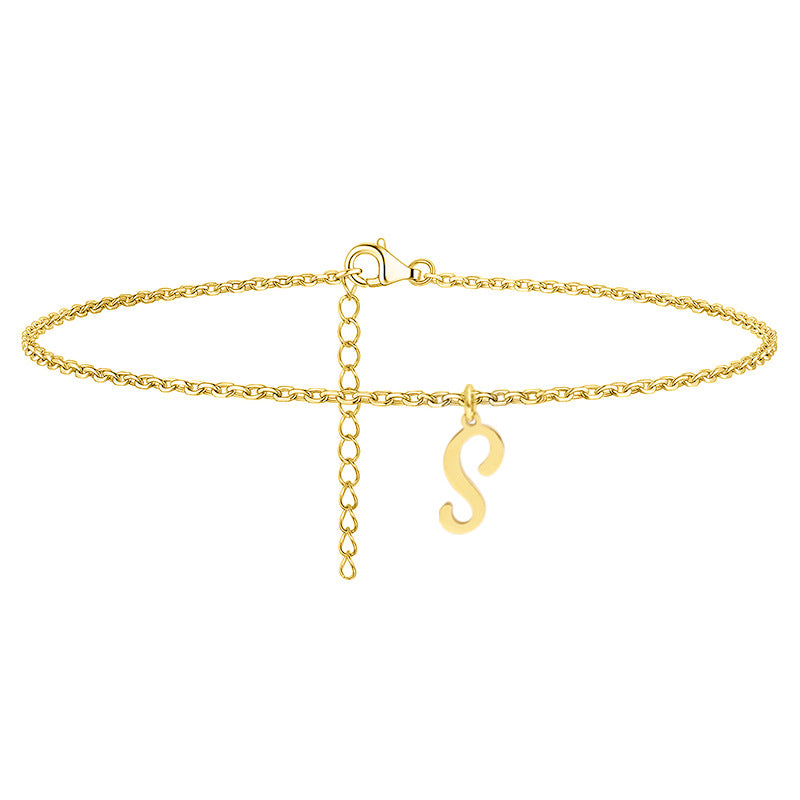 Simple Style Letter Stainless Steel Women's Anklet