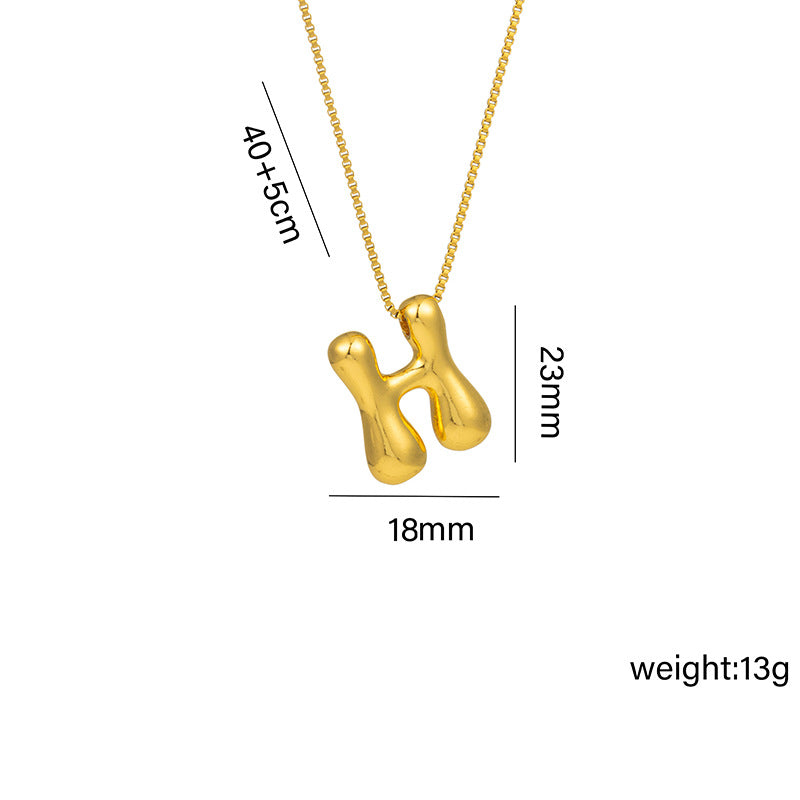 Letter Text Number Titanium Steel 18K Gold Plated Necklaces