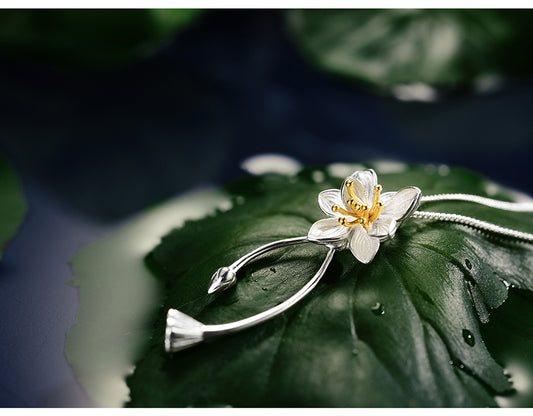 Wholesale Elegant Sweet Flower Sterling Silver Plating Pendant Necklace