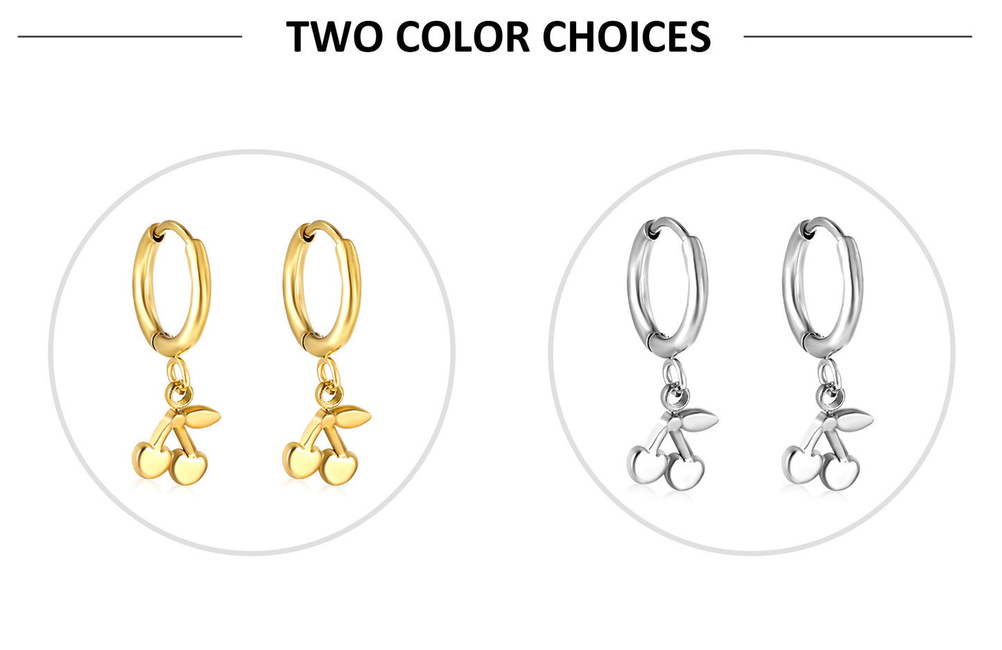 1 Pair Simple Style Cherry Plating Stainless Steel Drop Earrings