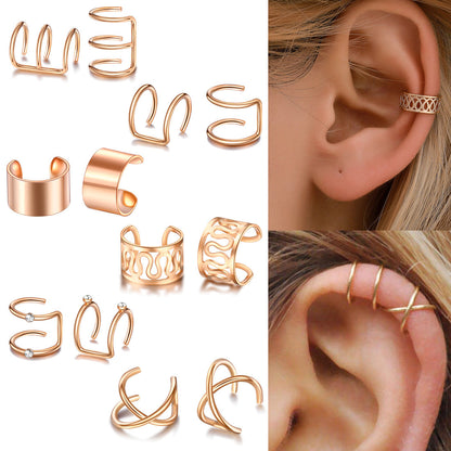 Simple Style U Shape Metal Plating Inlay Artificial Gemstones Women's Ear Clips