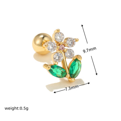 Glam Animal Brass Plating Zircon Ear Studs 1 Piece