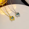 Quadrilateral Geometric Titanium Steel 18K Gold Plated Necklaces
