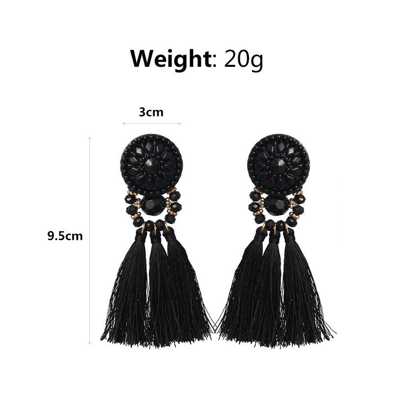 1 Pair Ethnic Style Tassel Artificial Crystal Cloth Plating Women's Drop Earrings