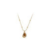 Titanium Steel Vintage Style Water Droplets Plating Inlay Amber Pendant Necklace