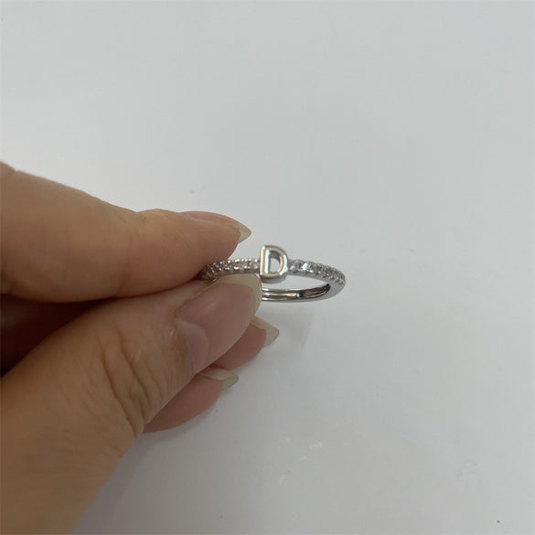 Cross-border new 26 initials micro-inlaid zircon open rings ins style personalized design English letter jewelry