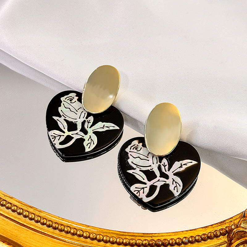 1 Pair Retro Geometric Rose Plating Arylic Drop Earrings