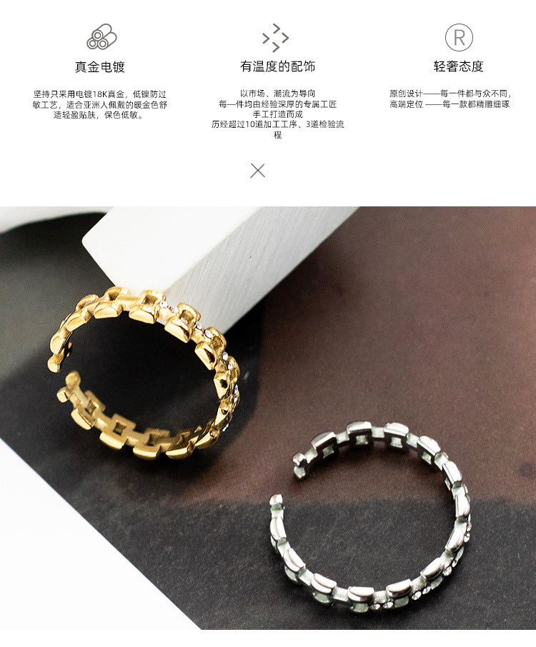 Fashion Zircon Index Finger Opening Adjustable Ring