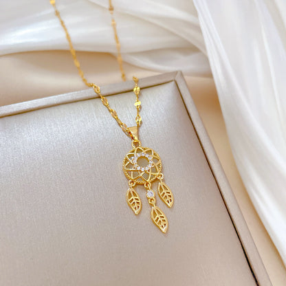 Fashion Geometric Stainless Steel Copper Plating Zircon Necklace