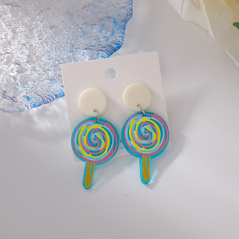 Korean Hand-painted Acrylic Stick Candy Color Earring