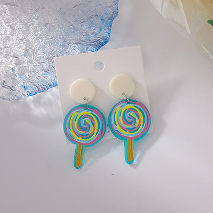 Korean Hand-painted Acrylic Stick Candy Color Earring