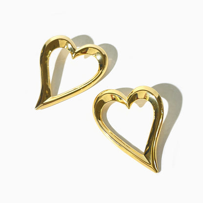 1 Pair Exaggerated Simple Style Heart Shape Plating Copper 18k Gold Plated Drop Earrings