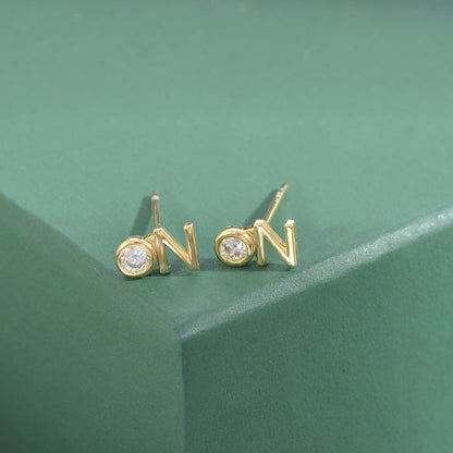 1 Set Simple Style Round Copper Inlay Zircon Ear Studs