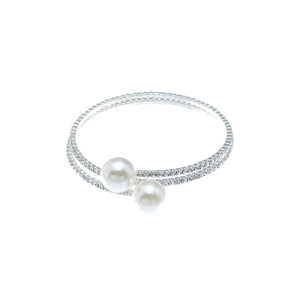 Fashion Rhinestone Pearl Multi-layer Winding Bracelet