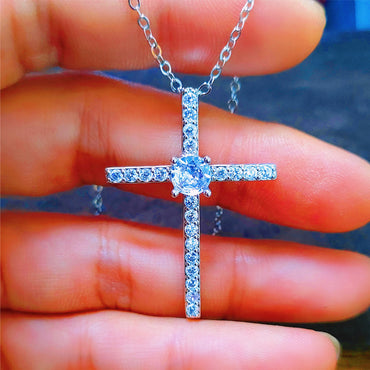 Simple Style Cross Copper Plating Inlay Zircon Pendant Necklace