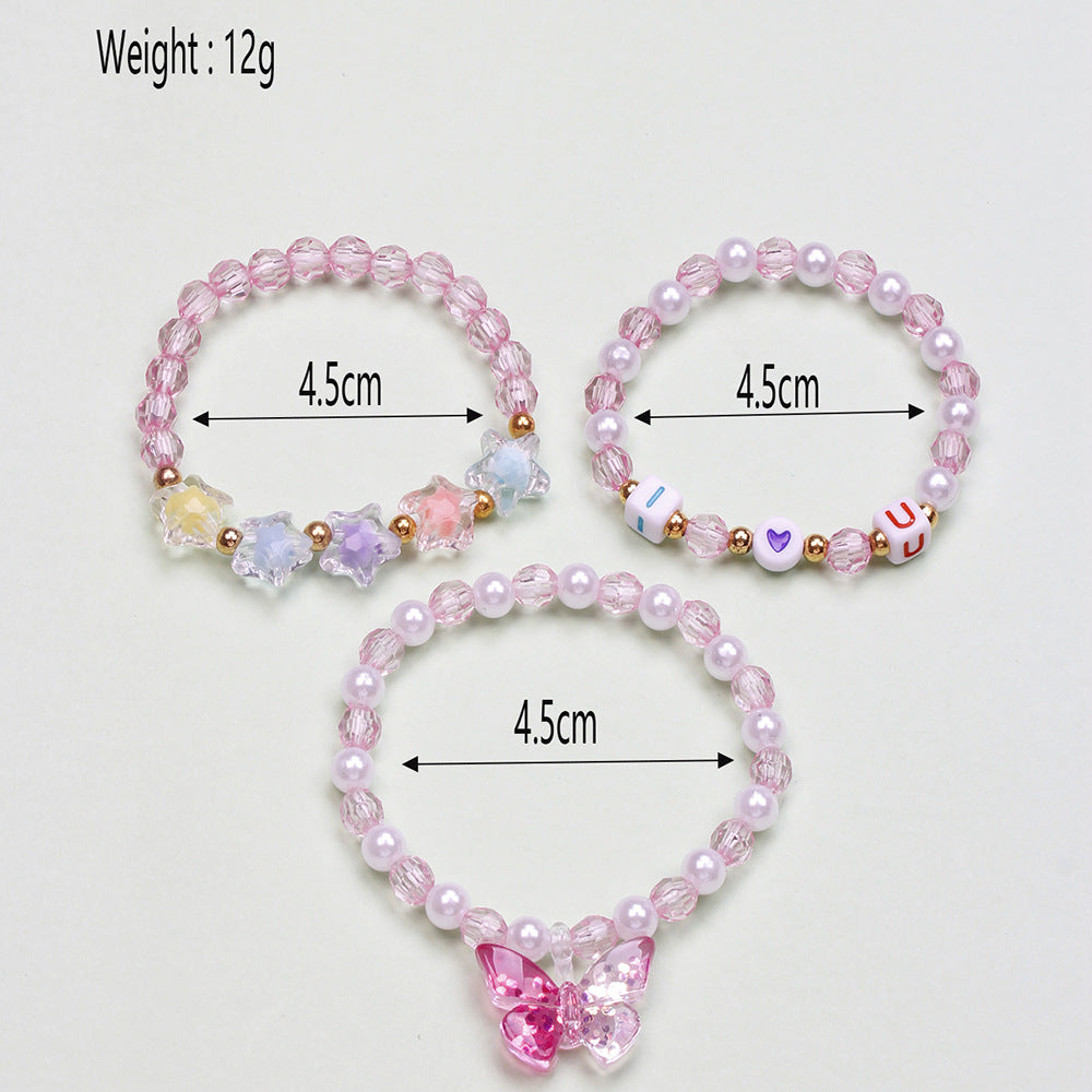 Simple Style Heart Shape Flower Plastic Beaded Girl's Bracelets