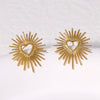 Minimalist Checkered Heart Pleated Geometric Flower Stainless Steel Electroplating Stud Earrings