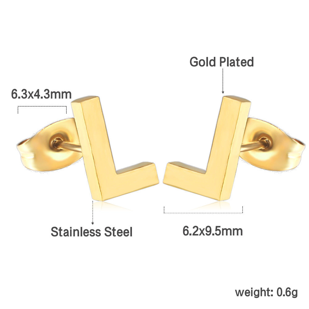 1 Pair Simple Style Letter Plating Stainless Steel Ear Studs