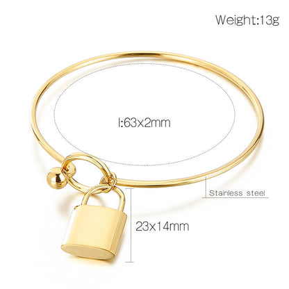 Stainless Steel Lock Pendant Simple Bracelet Wholesale Jewelry Gooddiy