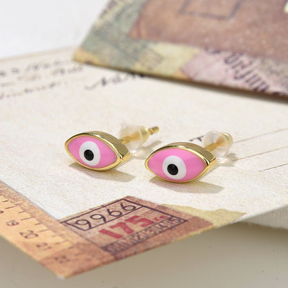 1 Pair Vintage Style Devil's Eye Enamel Plating Copper 18k Gold Plated Ear Studs