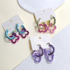 1 Pair Fashion Four Leaf Clover Round Heart Shape Arylic Epoxy Women's Drop Earrings